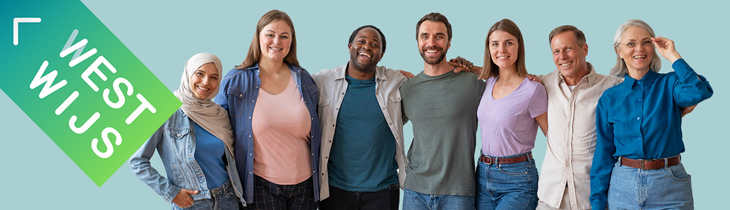 Groepsfoto cursisten die getuigden over hun ervaringen als cursist in het volwassenenonderwijs